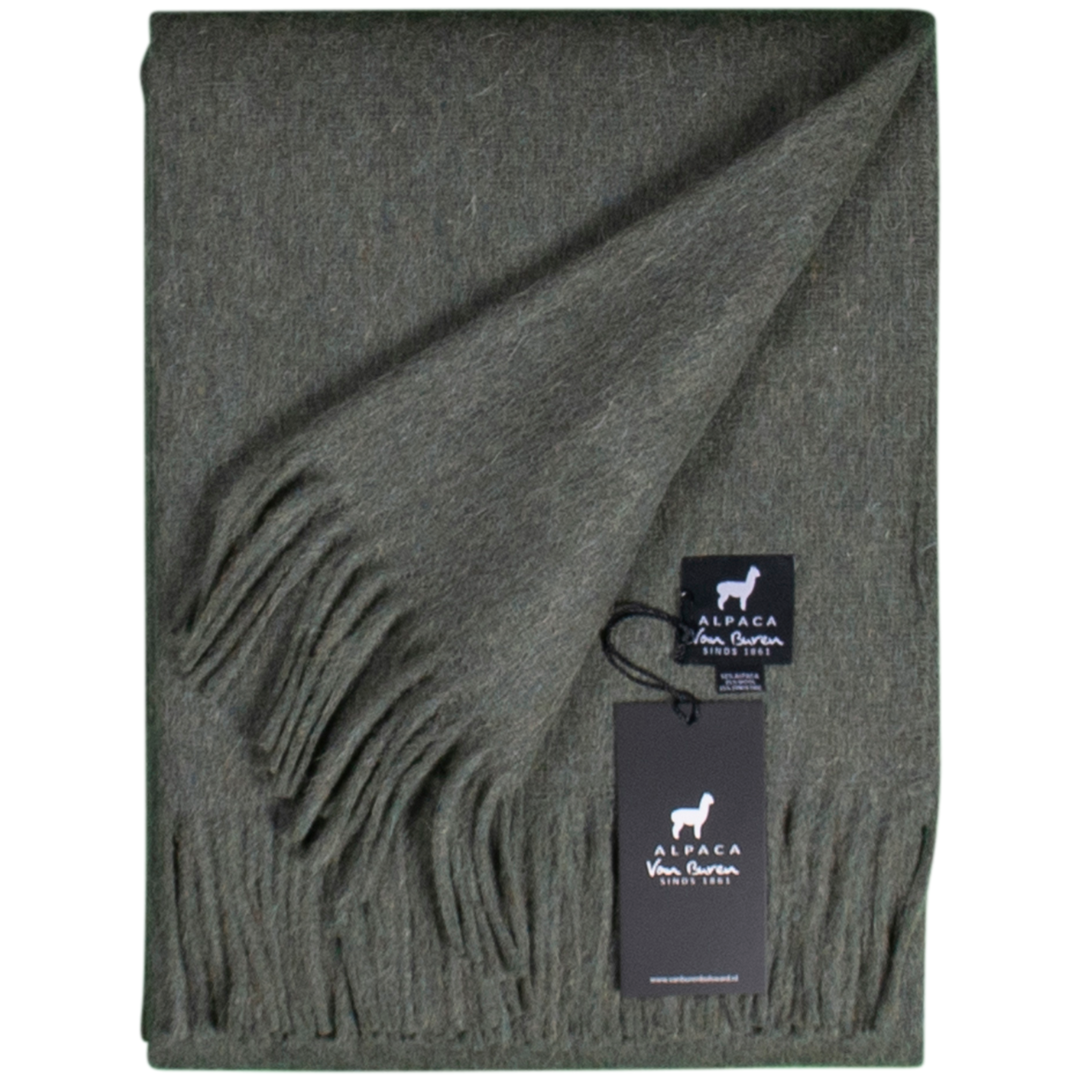 Alpaca Wool Throw in Dark Green