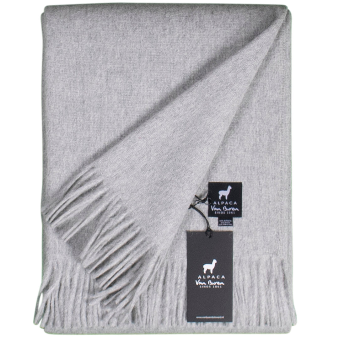 Alpaca Wool Throw in Light Grey