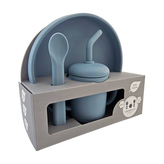 Kids Feeding Set in Stone Blue
