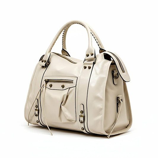 The Balia Leather Bag in Beige