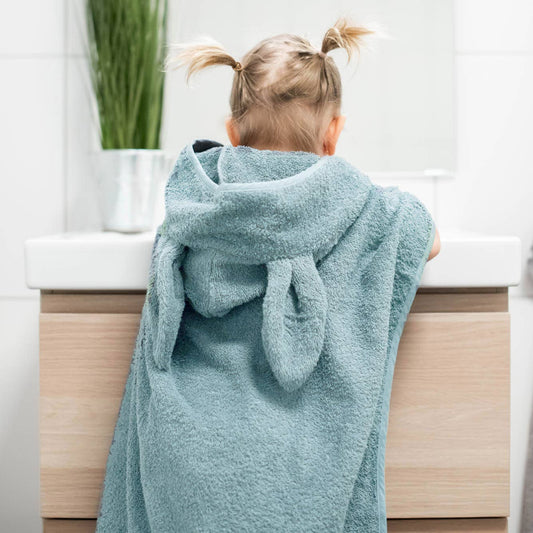 Bath Poncho Rabbit in Ice Blue