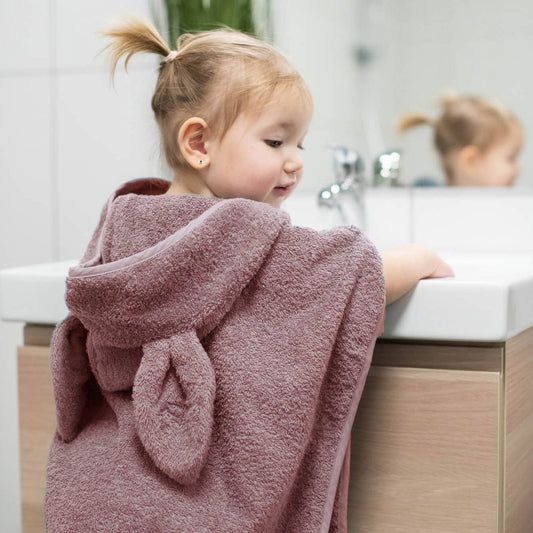 Bath Poncho Rabbit in Pale Mauve