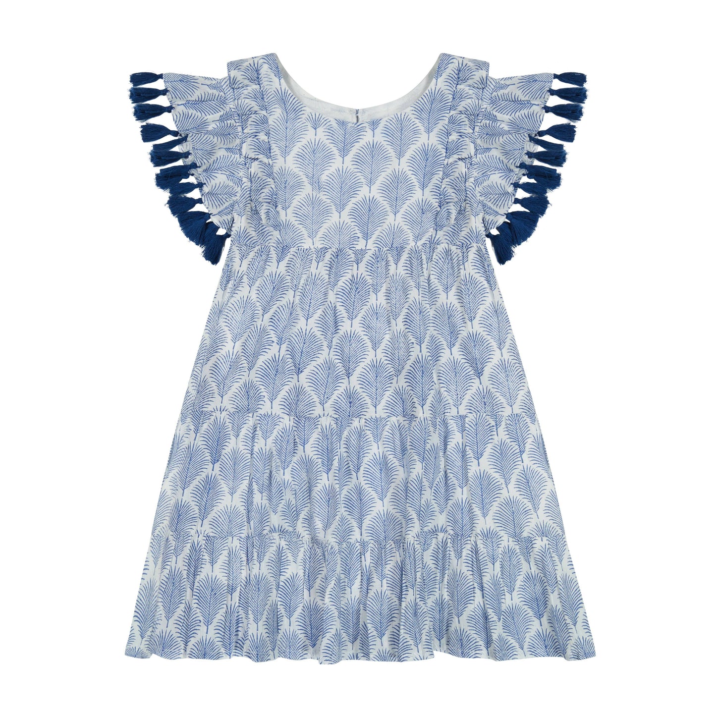 Sophie Girl's Tassel Dress in Navy Feather