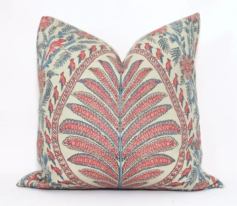 Cushion in Thibaut Palampore Red/Blue