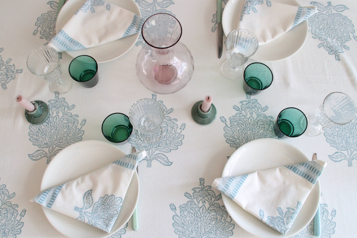 Tablecloth Tree of Life in Mineral Green 160 x 270 cm
