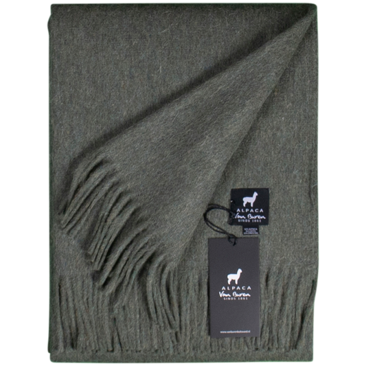 Alpaca Wool Throw in Dark Green