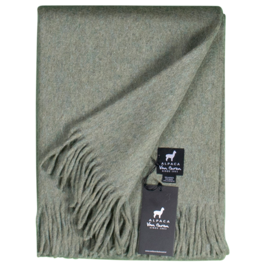 Alpaca Wool Throw in Light Green