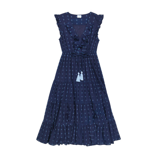Giselle Maxi Dress Navy Turquoise Ikat