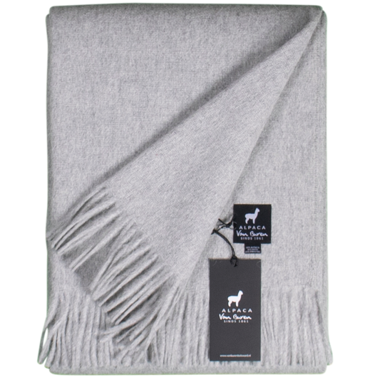 Alpaca Wool Throw in Light Grey