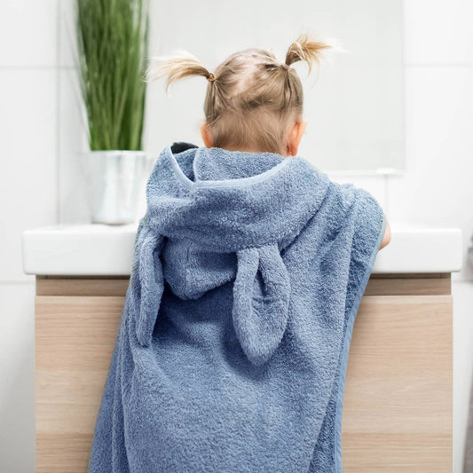 Bath Poncho Rabbit in Dusty Blue