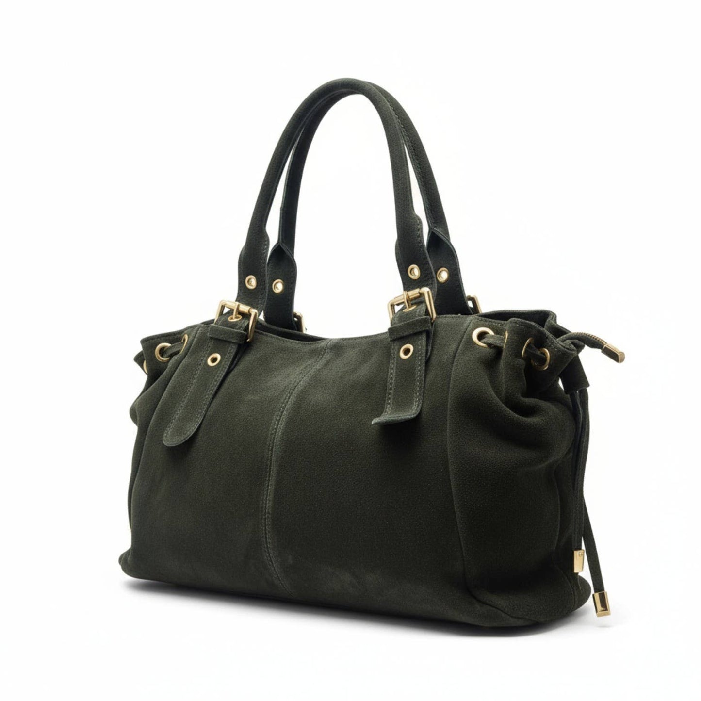 Giselle Bag in Italian Suede Leather in Khaki