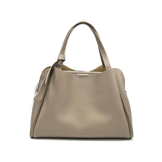 Leather Shoulder Bag in Taupe