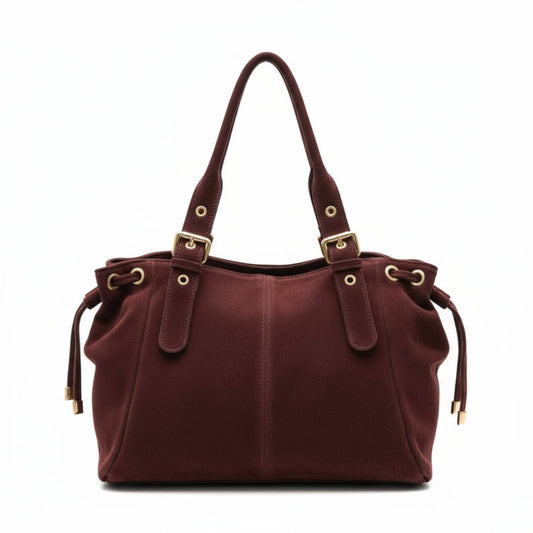 Giselle Bag in Italian Suede Leather in Burgundy