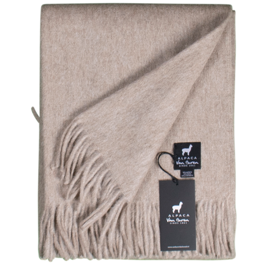 Alpaca Wool Throw in Light Beige