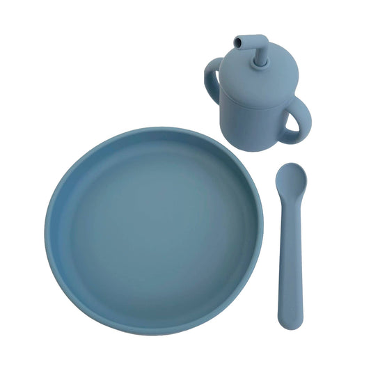 Kids Feeding Set in Stone Blue