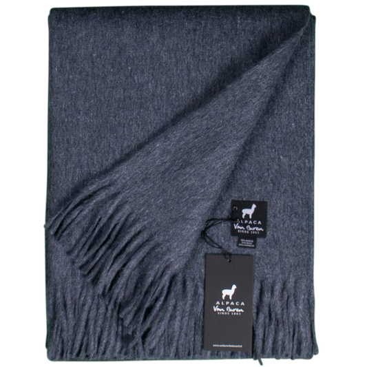 Alpaca Wool Throw in Dark Blue