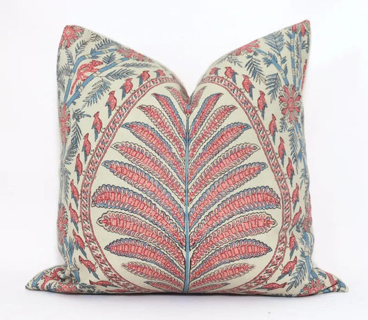 Cushion in Thibaut Palampore Red/Blue