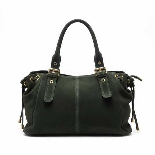 Giselle Bag in Italian Suede Leather in Khaki