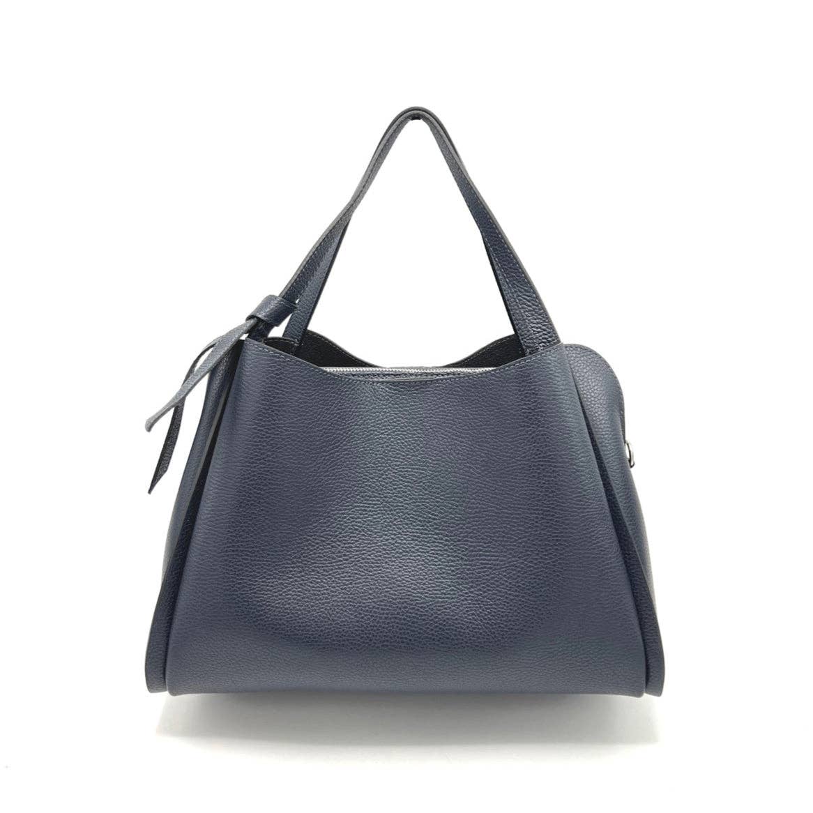 Leather Shoulder Bag in Dark Blue