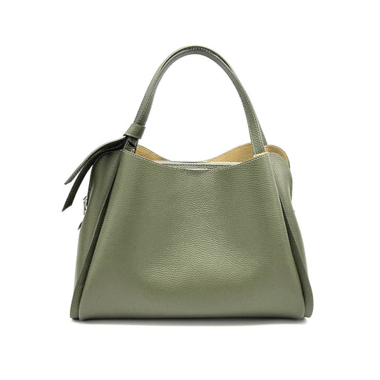 Leather Shoulder Bag in Olive Green