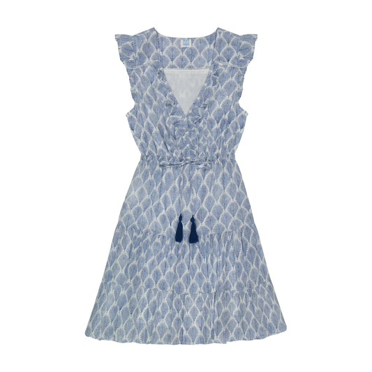 Giselle Mini Dress in Navy Feather